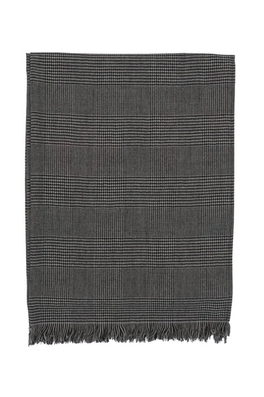 Prince of Wales Check Escorial Wool Stole - Black x White